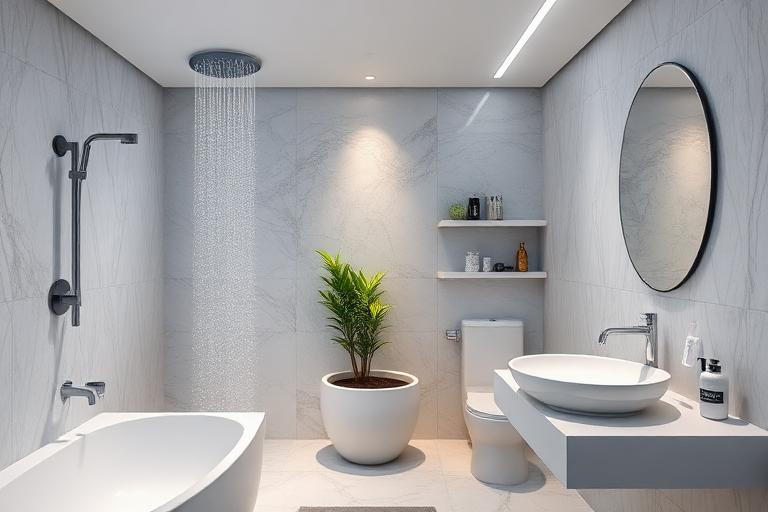 Eco-friendly bathroom with sustainable water systems